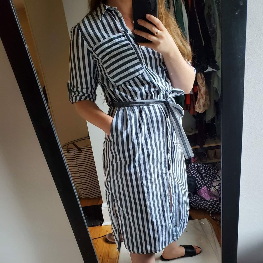 [Who What Wear] Striped Belted Dress